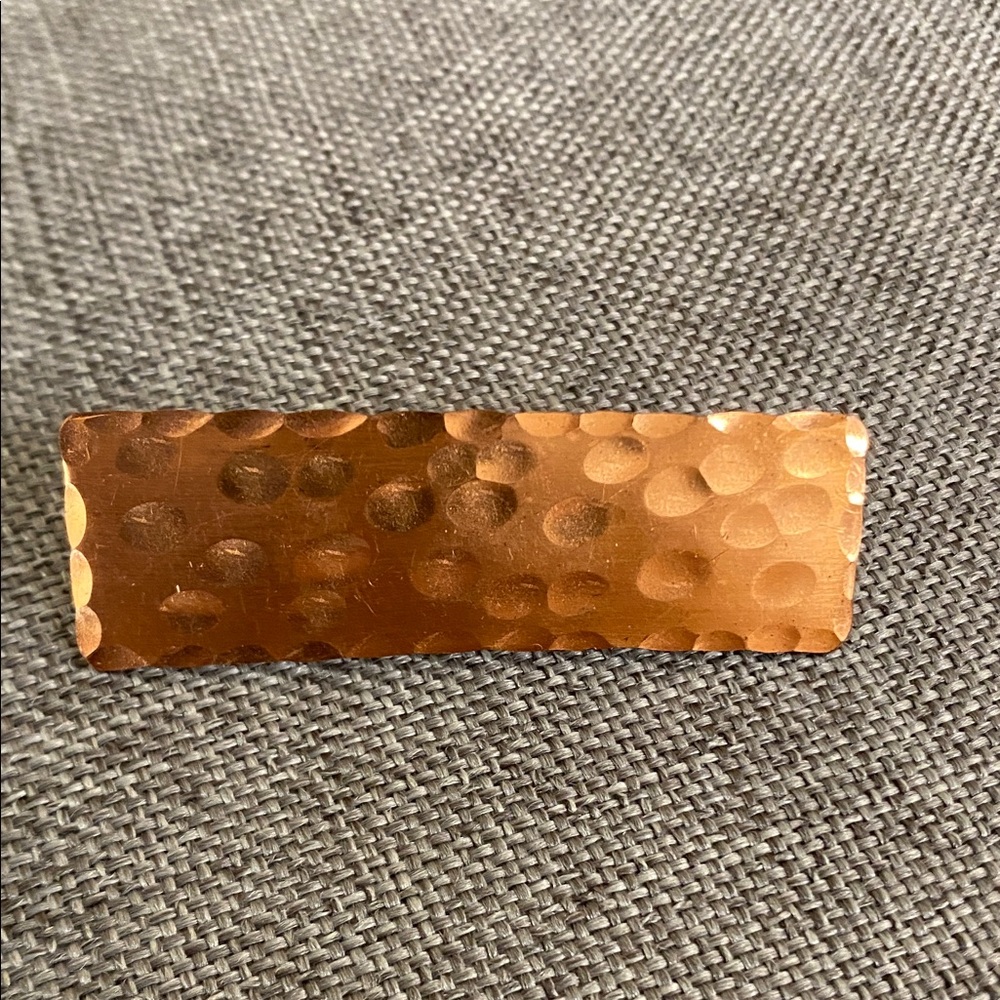 Vintage Signed KOLVA Hammered Copper Bar Brooch | Artisan Pin